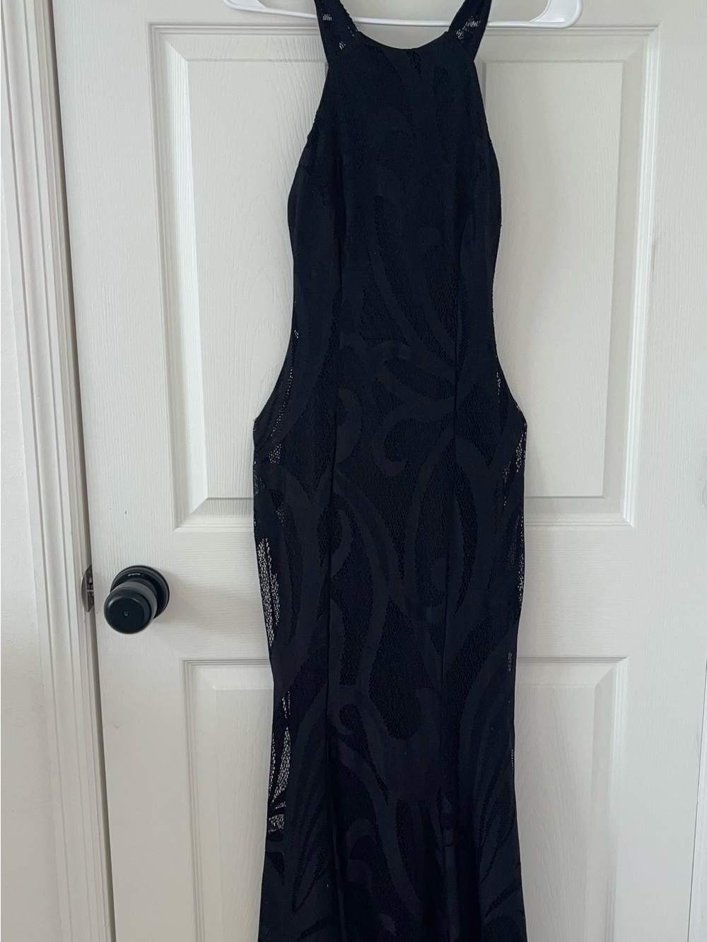 Backless Black Halter Evening Gown - Women Dresses
